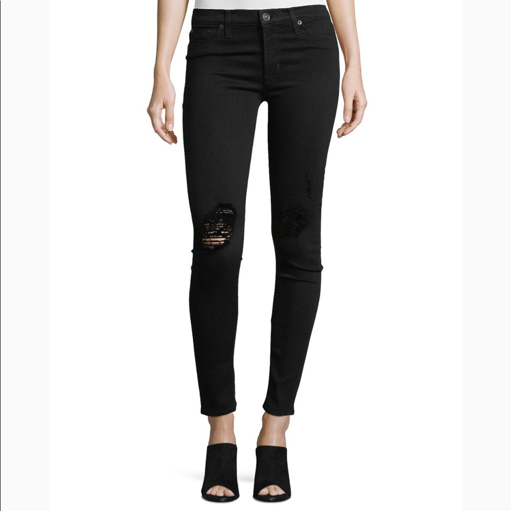 Hudson Nico distressed black skinny jeans